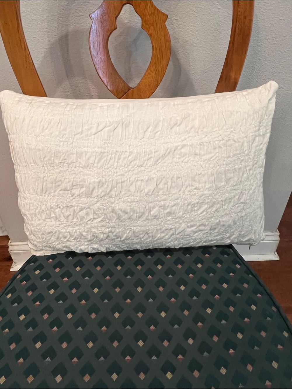 Vintage style Laura Ashley White Ruched Decorative feather Pillow.